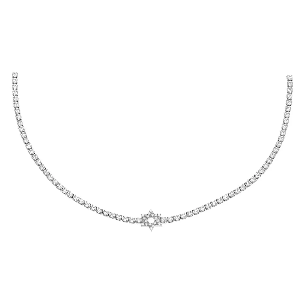 Pave CZ Star Of David Tennis Choker sold by Adina Eden's product image thumbnail 3
