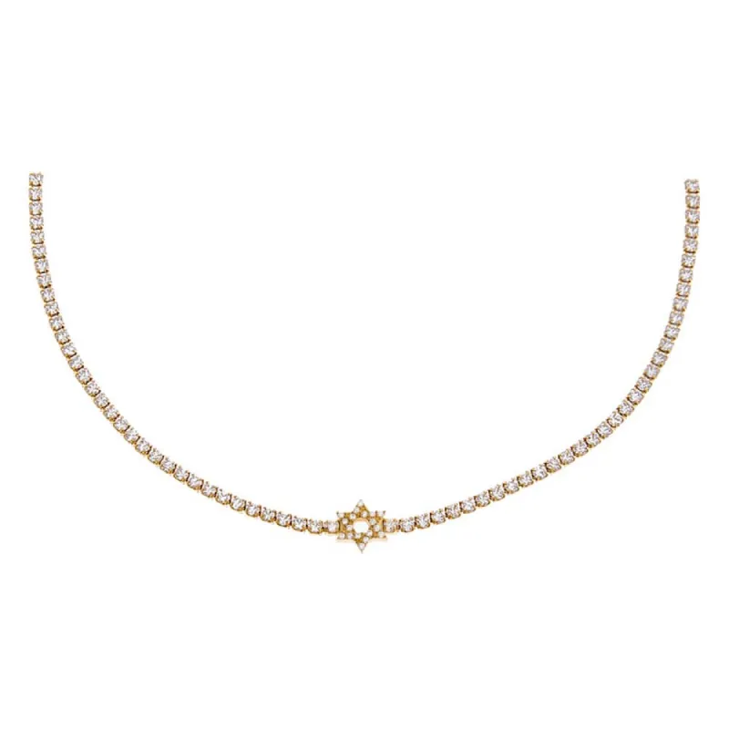 Pave CZ Star Of David Tennis Choker sold by Adina Eden's