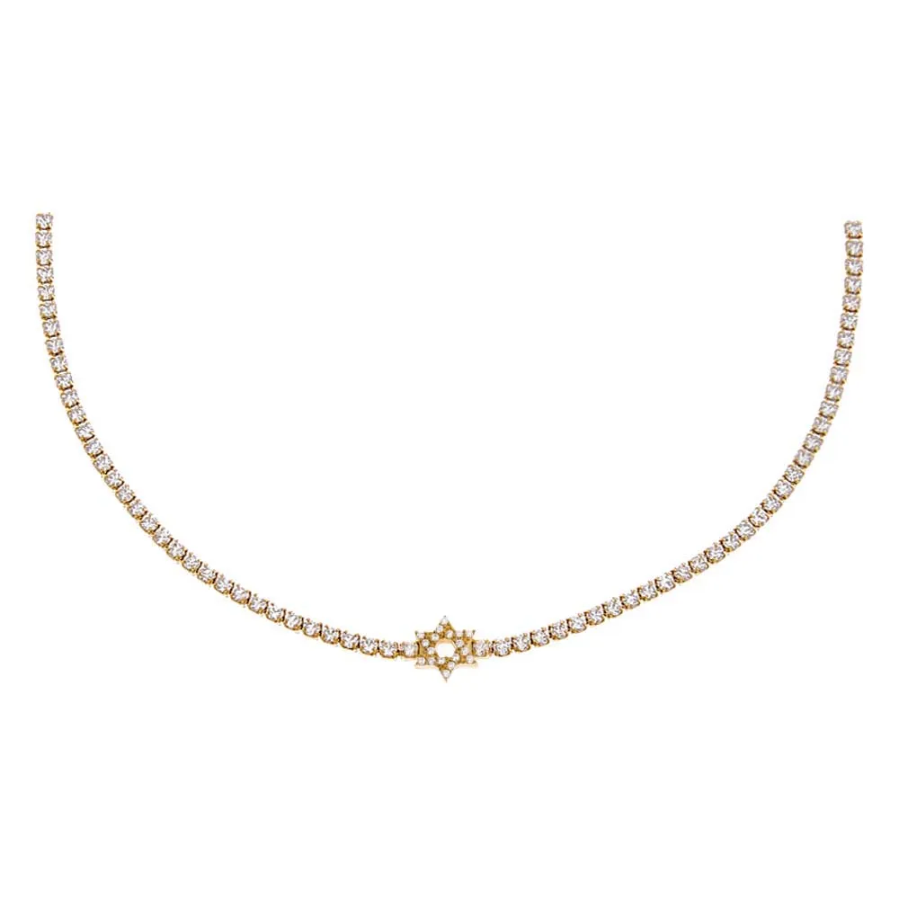 Pave CZ Star Of David Tennis Choker sold by Adina Eden's