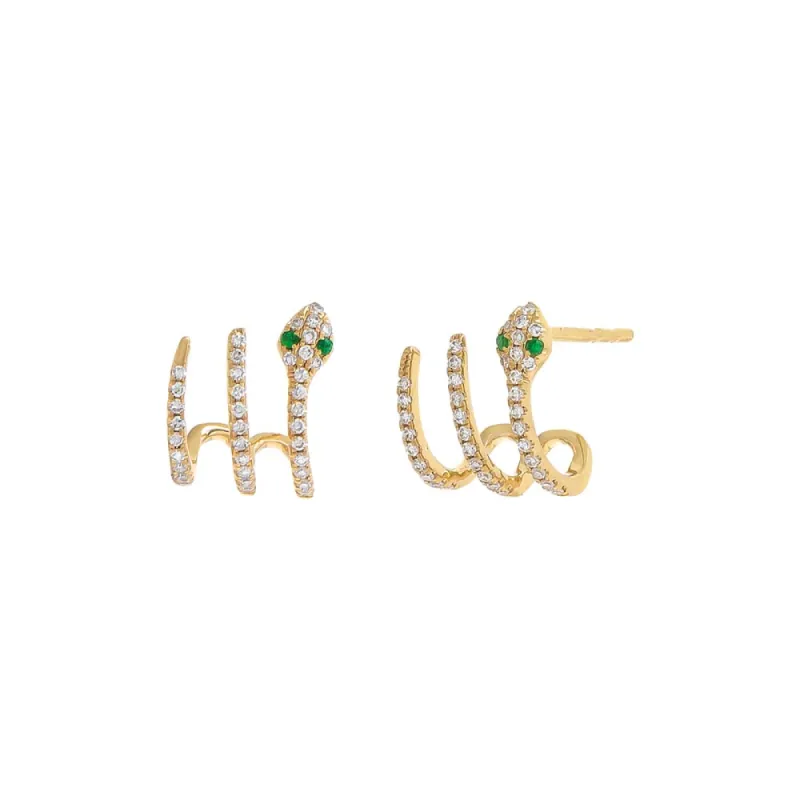 Diamond Pavé Snake Cage Stud Earring 14K sold by Adina Eden's