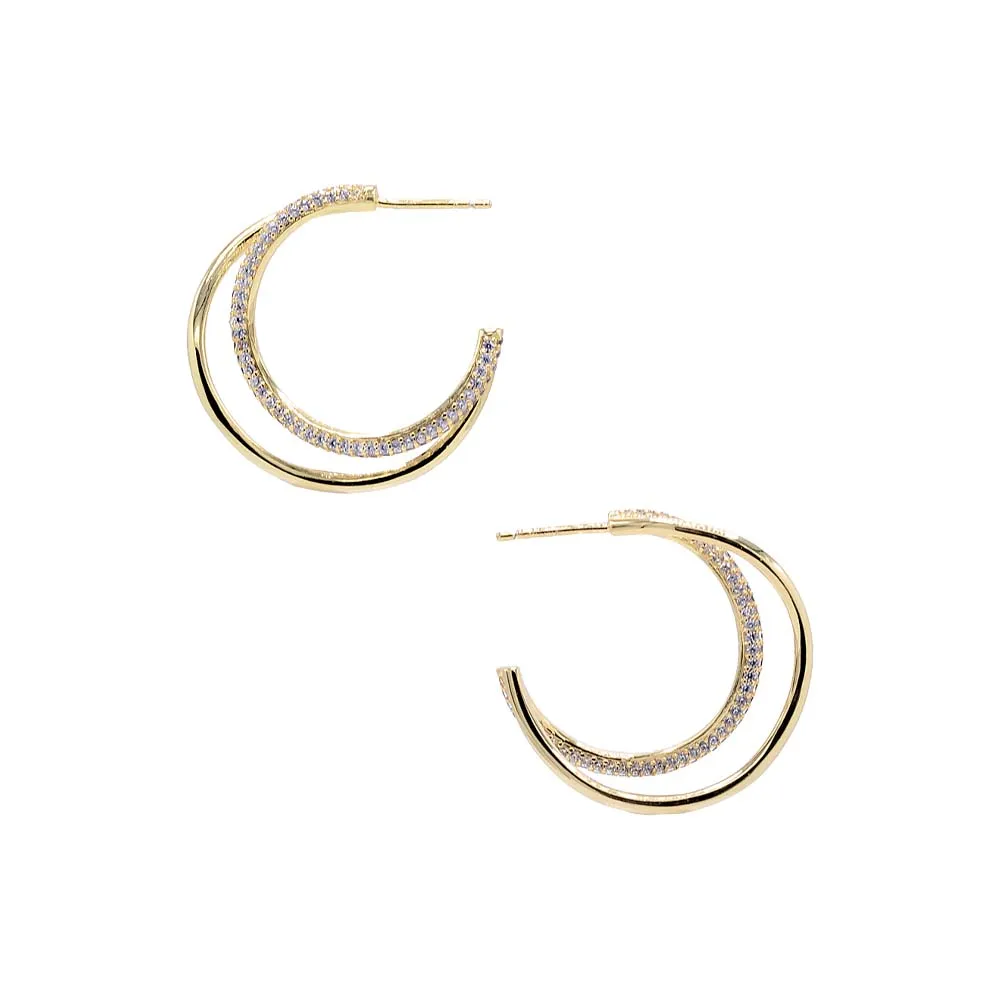 Solid/Pave Squiggly Hoop Earring sold by Adina Eden's product image thumbnail 3