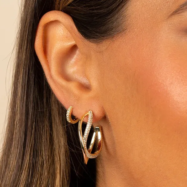 Solid/Pave Squiggly Hoop Earring sold by Adina Eden's product image thumbnail 2