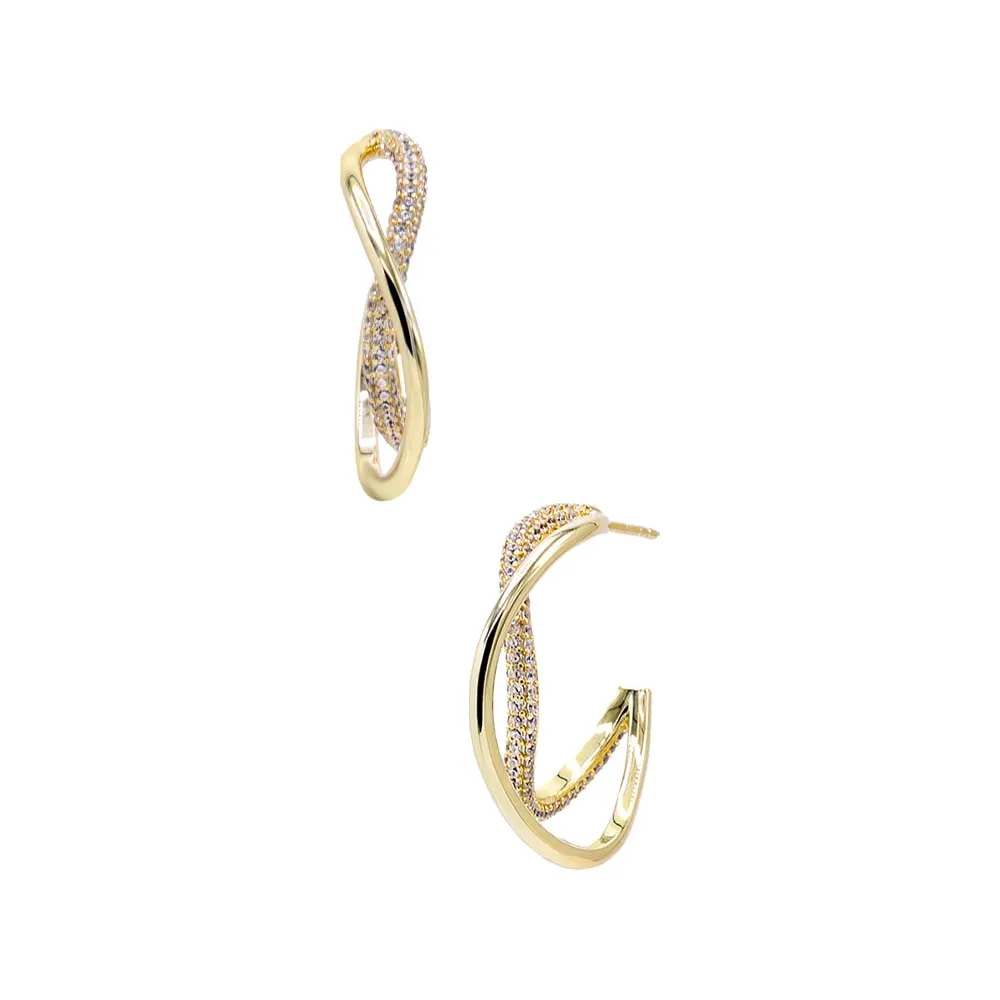 Solid/Pave Squiggly Hoop Earring sold by Adina Eden's