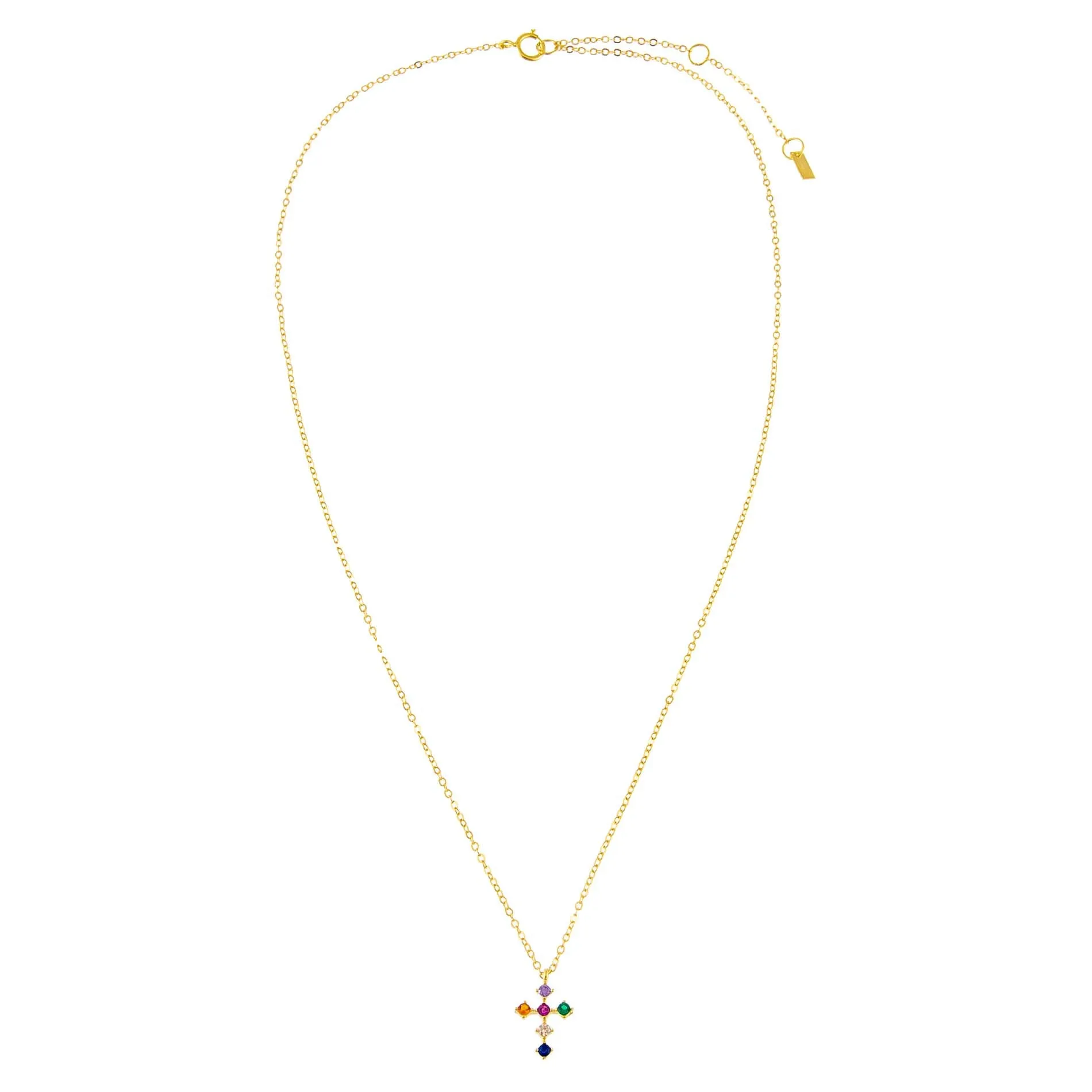 CZ Rainbow Cross Necklace sold by Adina Eden's product image thumbnail 3