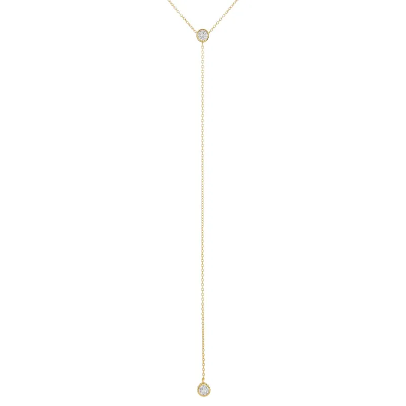 CZ Bezel Drop Lariat sold by Adina Eden's