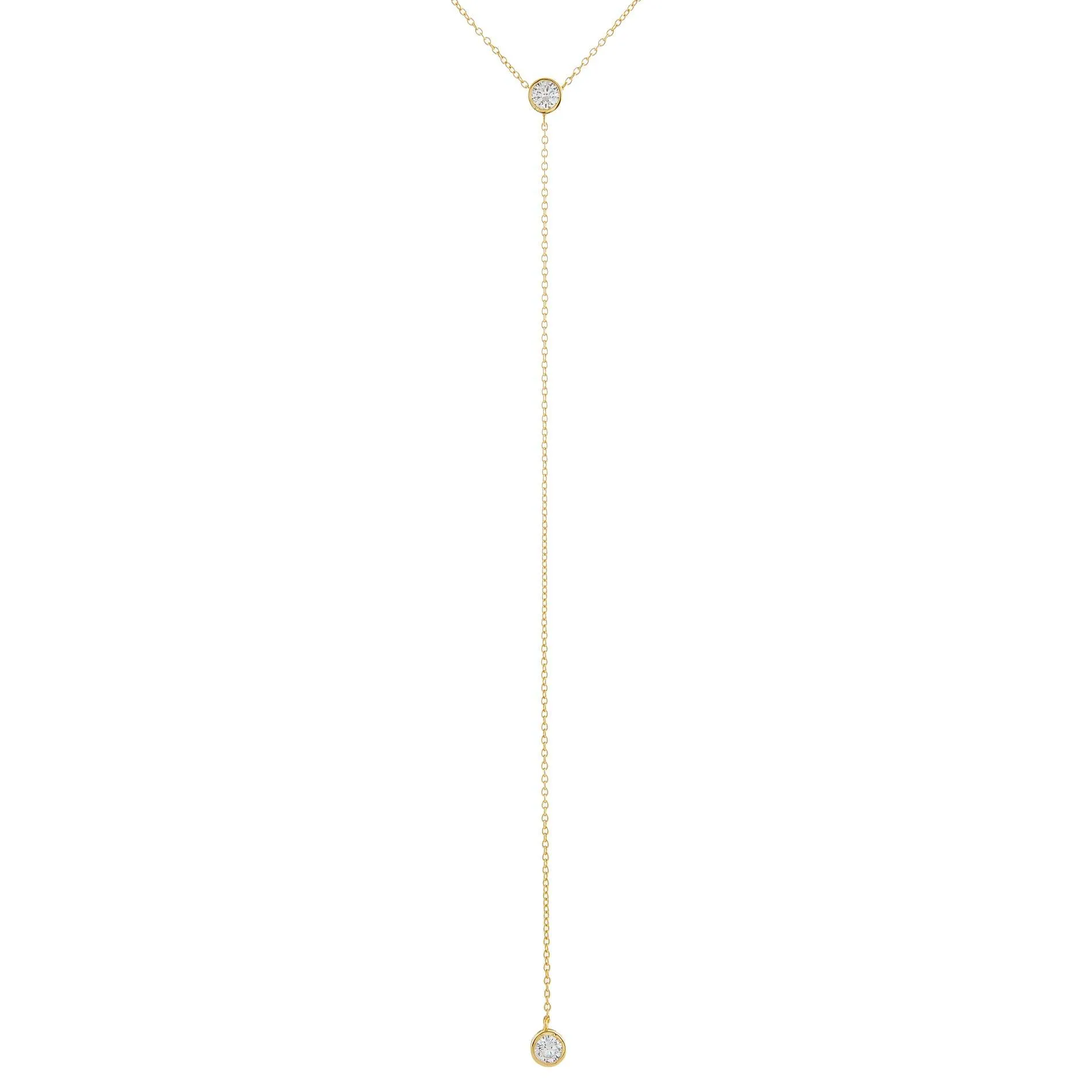 CZ Bezel Drop Lariat sold by Adina Eden's