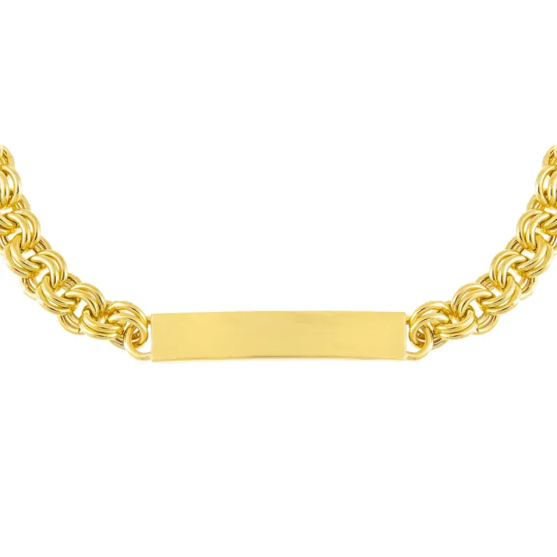 Engraved Hollow Rounded Rolo Bar Chain Choker sold by Adina Eden's