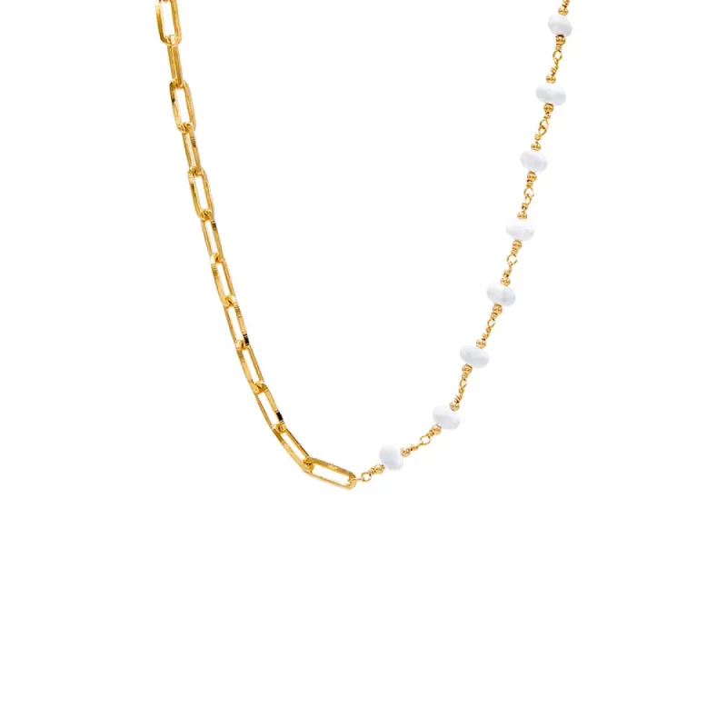 Pearl X Paperclip Chunky Chain Necklace sold by Adina Eden's