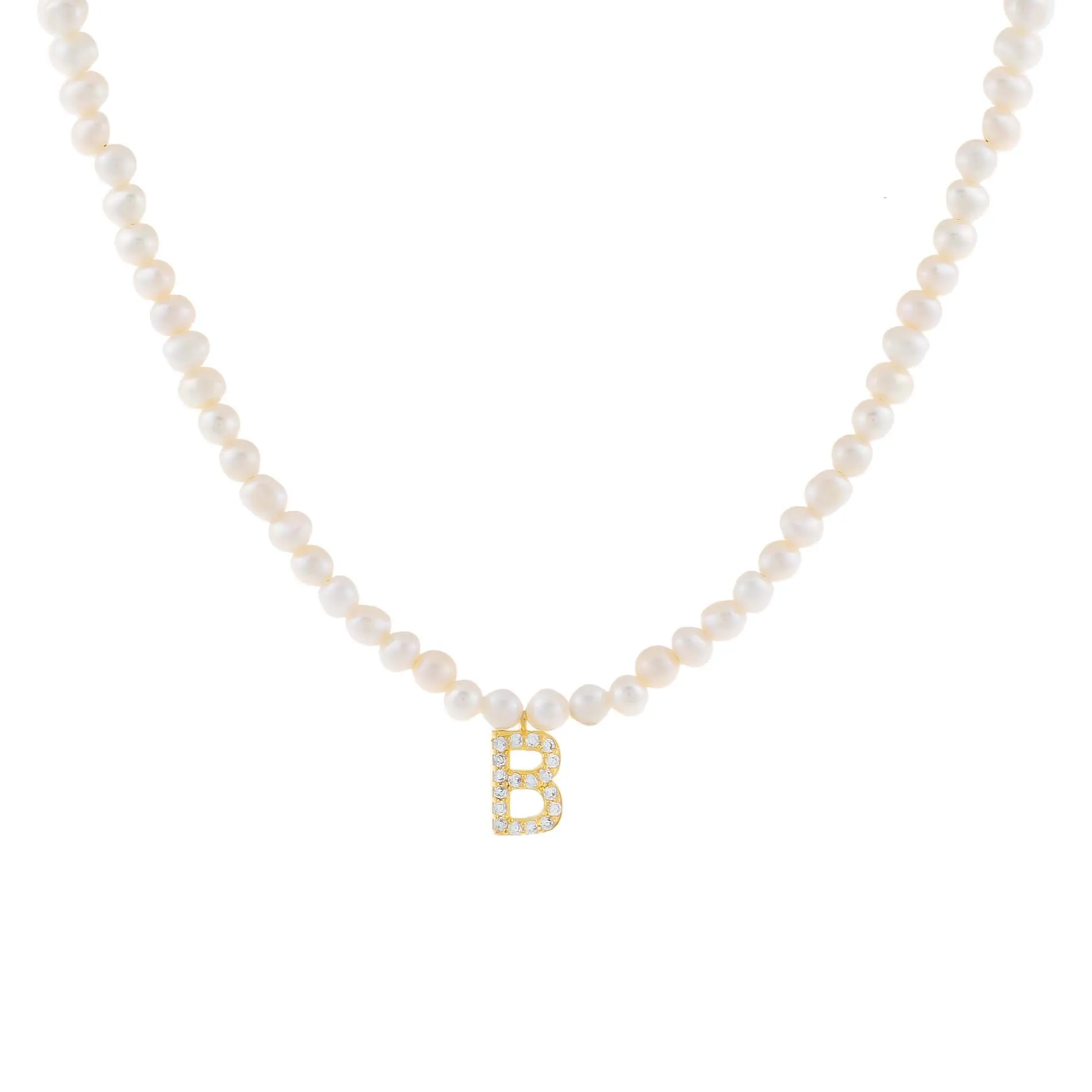 CZ Initial Pearl Necklace sold by Adina Eden's product image thumbnail 5