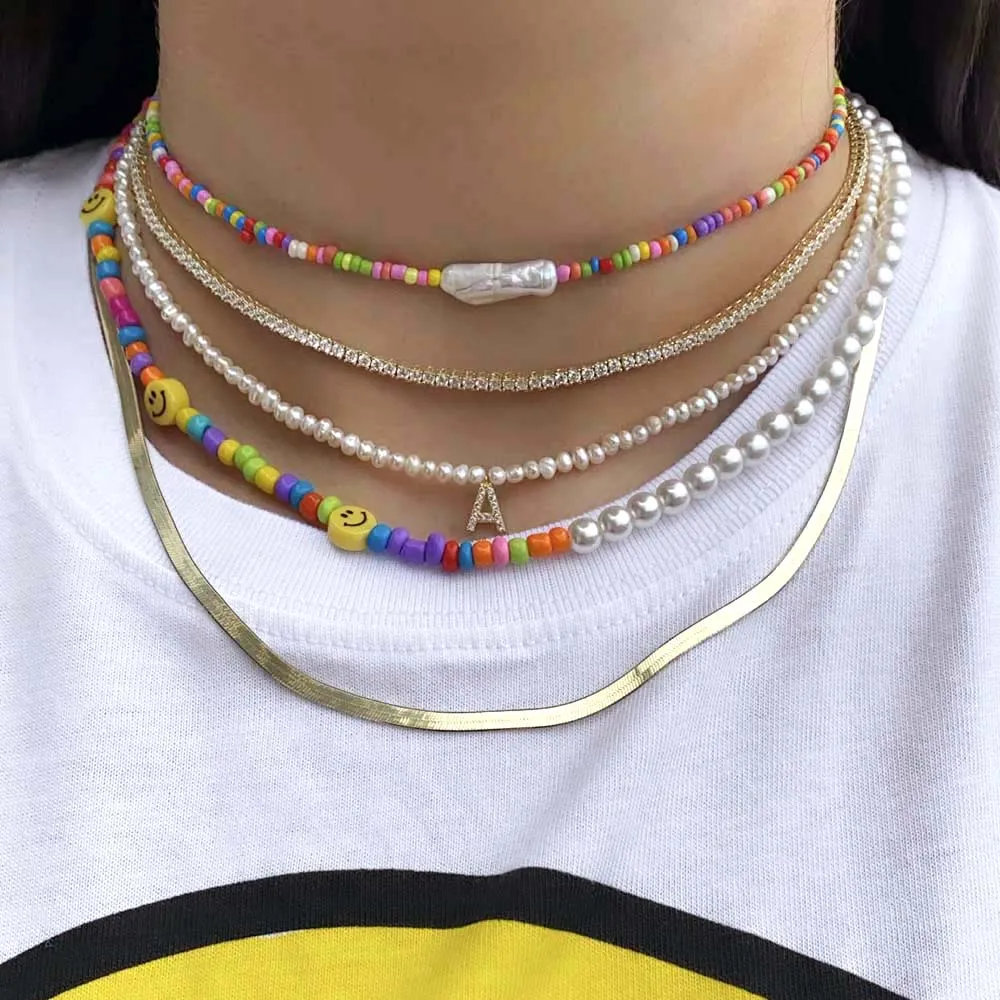 CZ Initial Pearl Necklace sold by Adina Eden's product image thumbnail 3