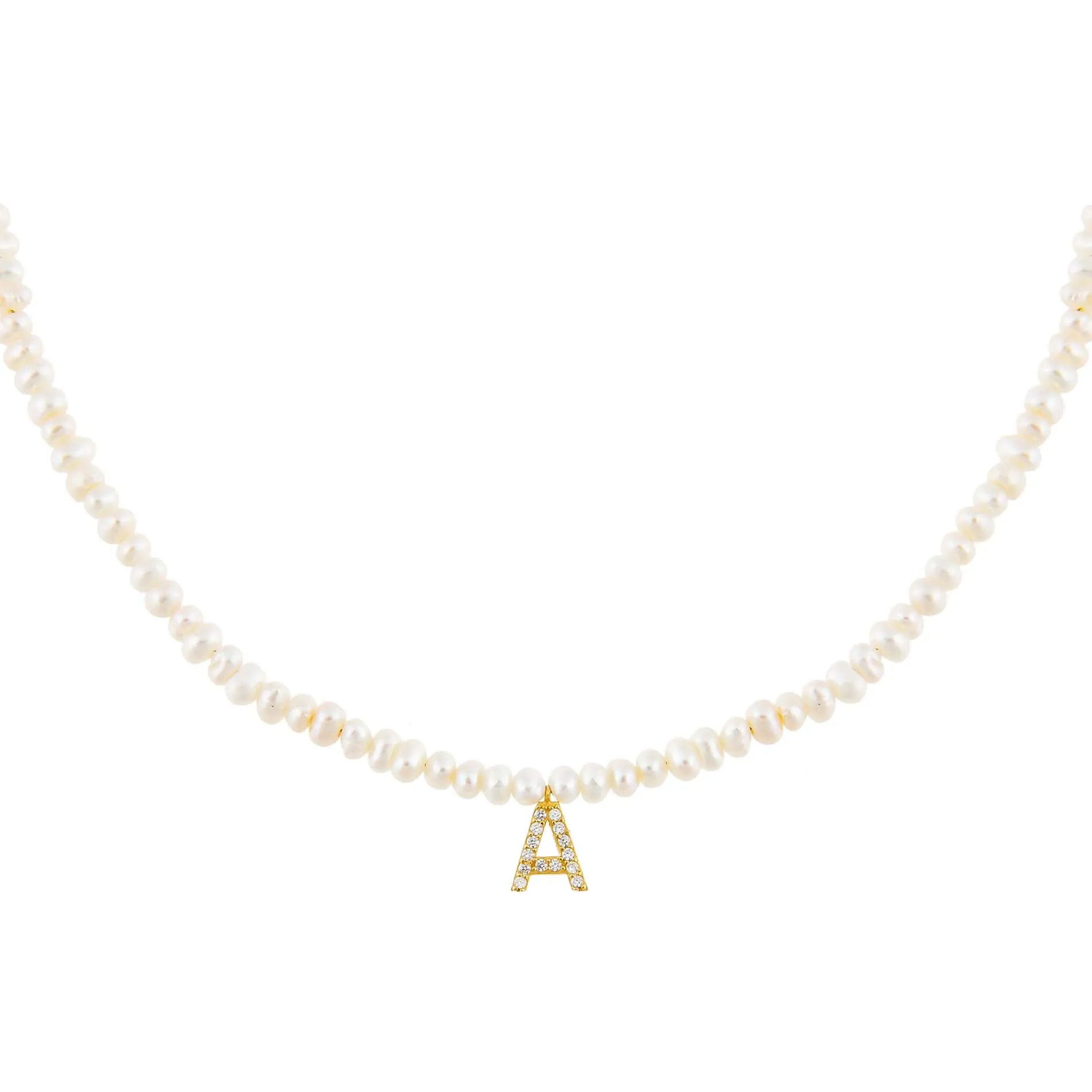 CZ Initial Pearl Necklace sold by Adina Eden's