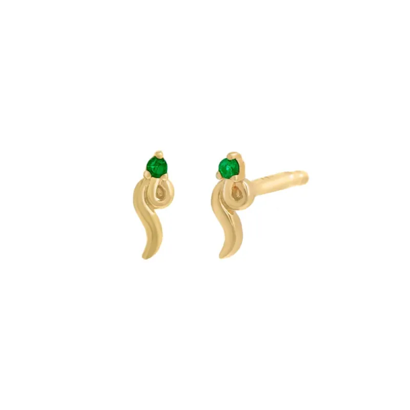 Itty Bitty Emerald Snake Stud Earring 14K sold by Adina Eden's