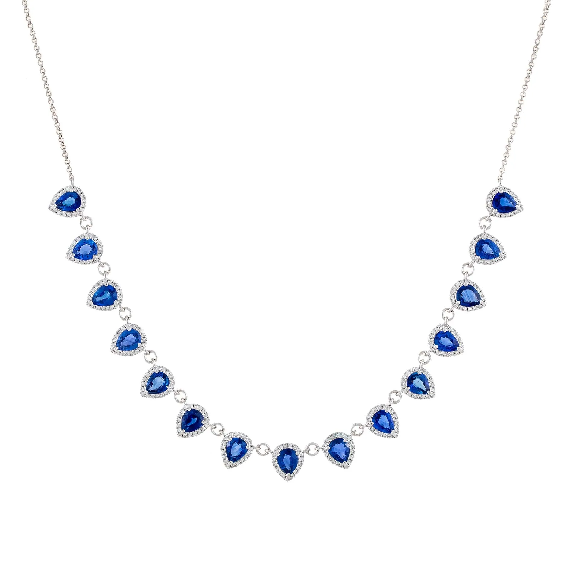 Diamond Sapphire Teardrop Necklace 14K sold by Adina Eden's