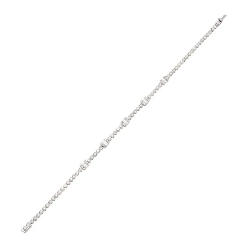 Baguette x Round Diamond Tennis Bracelet 14K sold by Adina Eden's