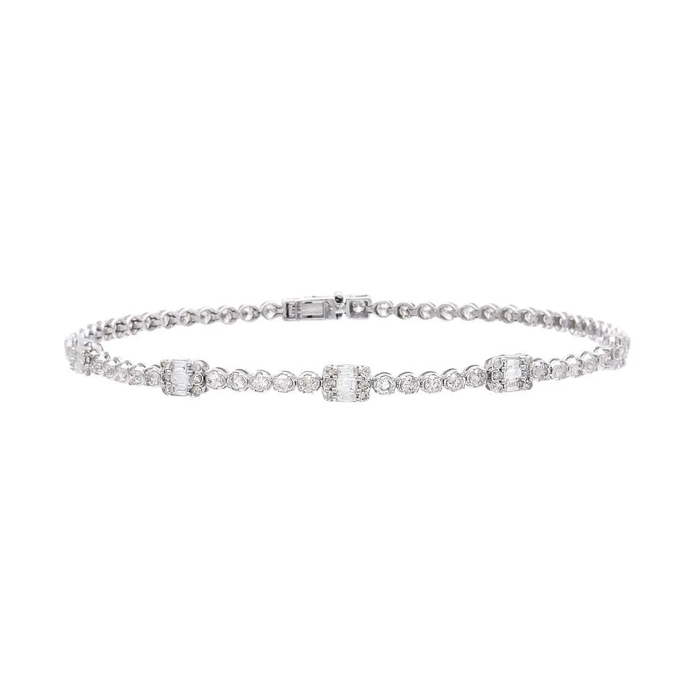 Baguette x Round Diamond Tennis Bracelet 14K sold by Adina Eden's product image thumbnail 3