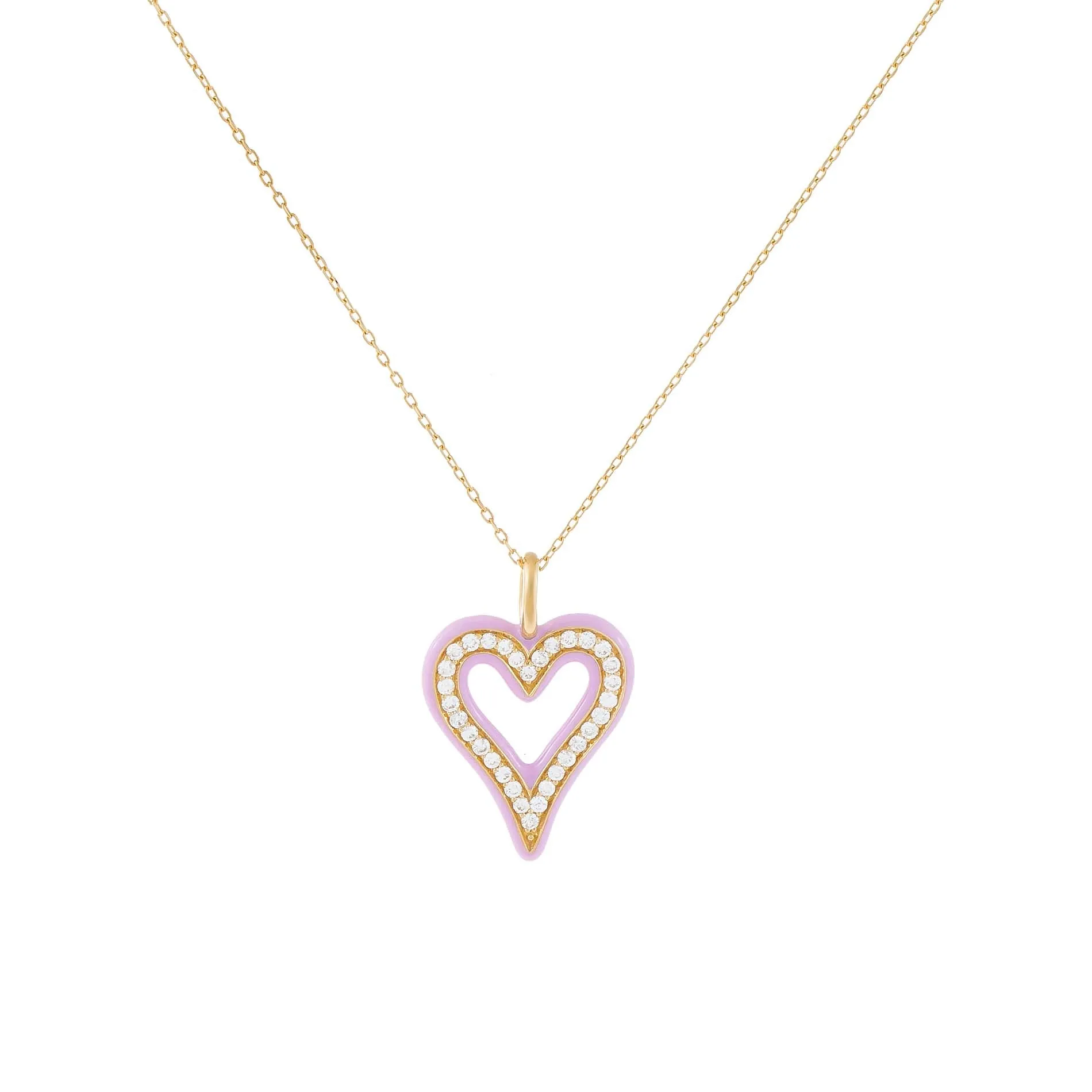 Diamond Enamel Heart Necklace 14K sold by Adina Eden's