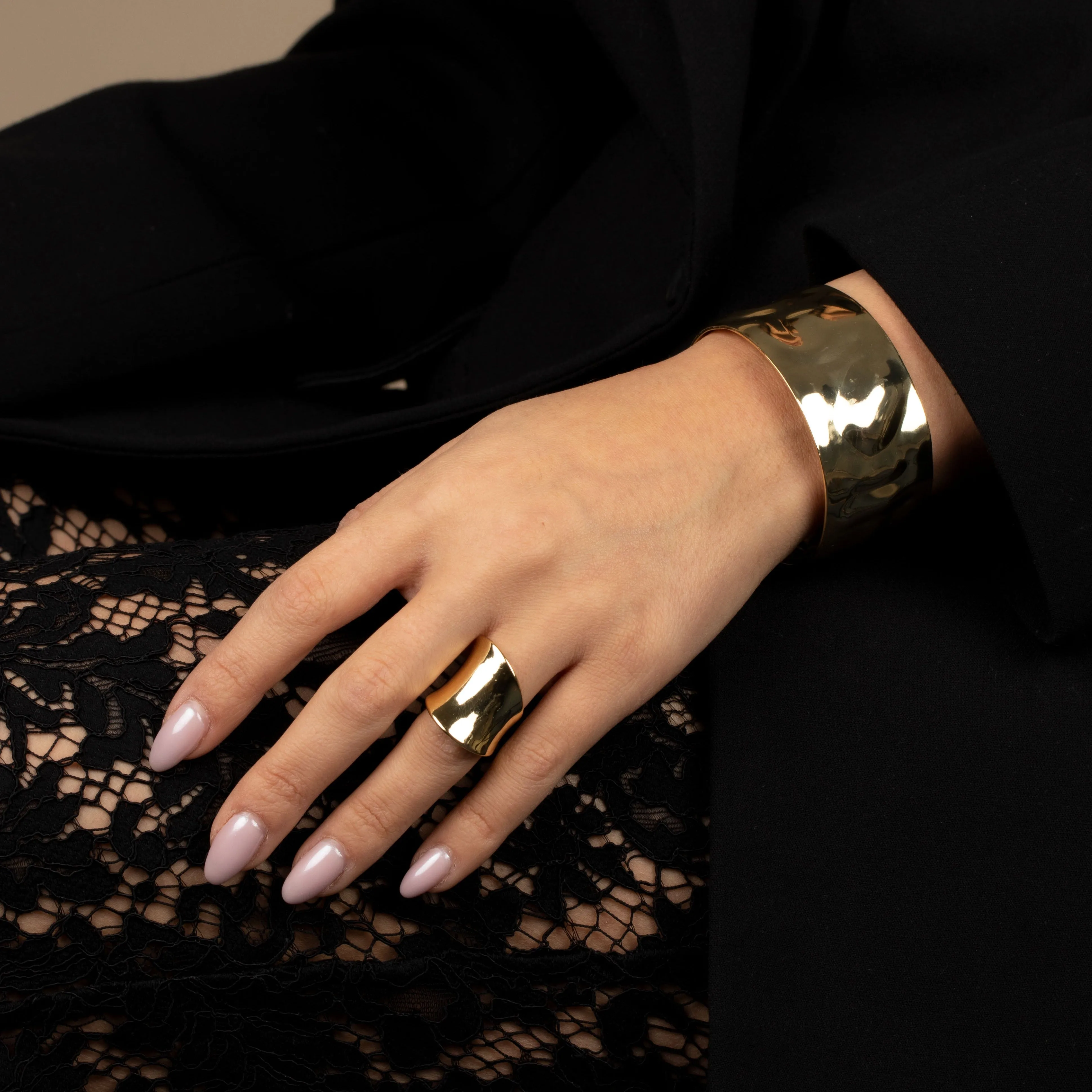 Solid Indented Cuff Bangle Bracelet sold by Adina Eden's product image thumbnail 2