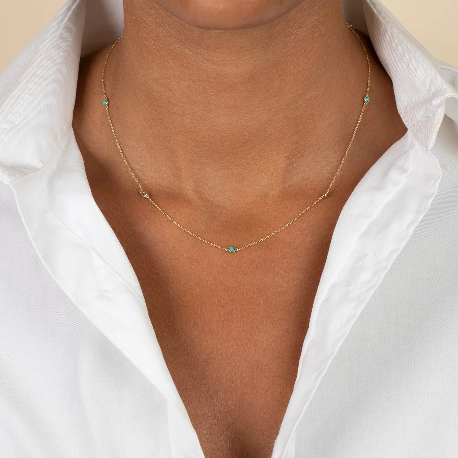 Turquoise Multi Bezel Embedded Necklace 14K sold by Adina Eden's product image thumbnail 2