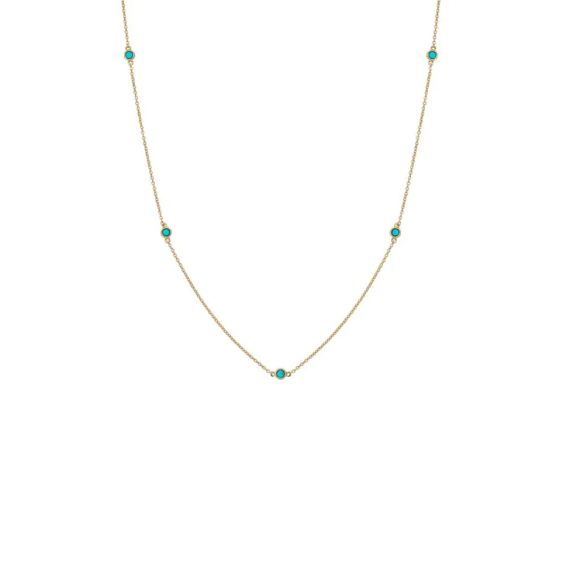 Turquoise Multi Bezel Embedded Necklace 14K sold by Adina Eden's