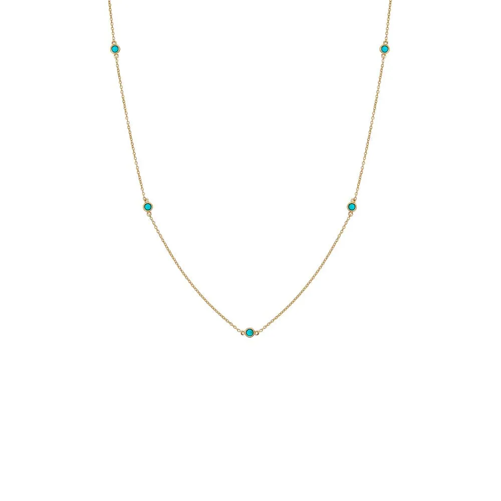 Turquoise Multi Bezel Embedded Necklace 14K sold by Adina Eden's