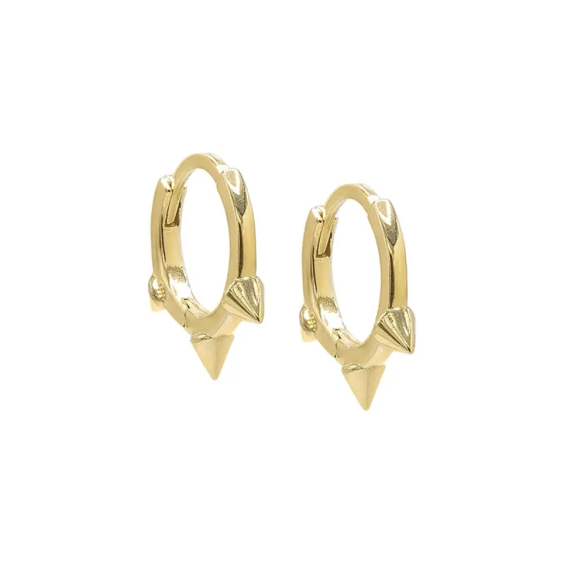 Solid Triple Spike Huggie Earring 14K sold by Adina Eden's
