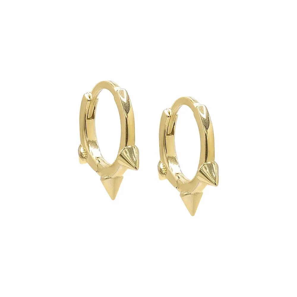 Solid Triple Spike Huggie Earring 14K sold by Adina Eden's