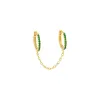 Colored CZ Double Huggie Chain Earring sold by Adina Eden's