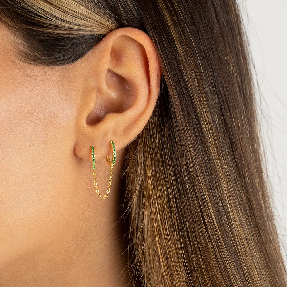 Colored CZ Double Huggie Chain Earring sold by Adina Eden's product image thumbnail 2