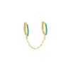 Colored CZ Double Huggie Chain Earring sold by Adina Eden's