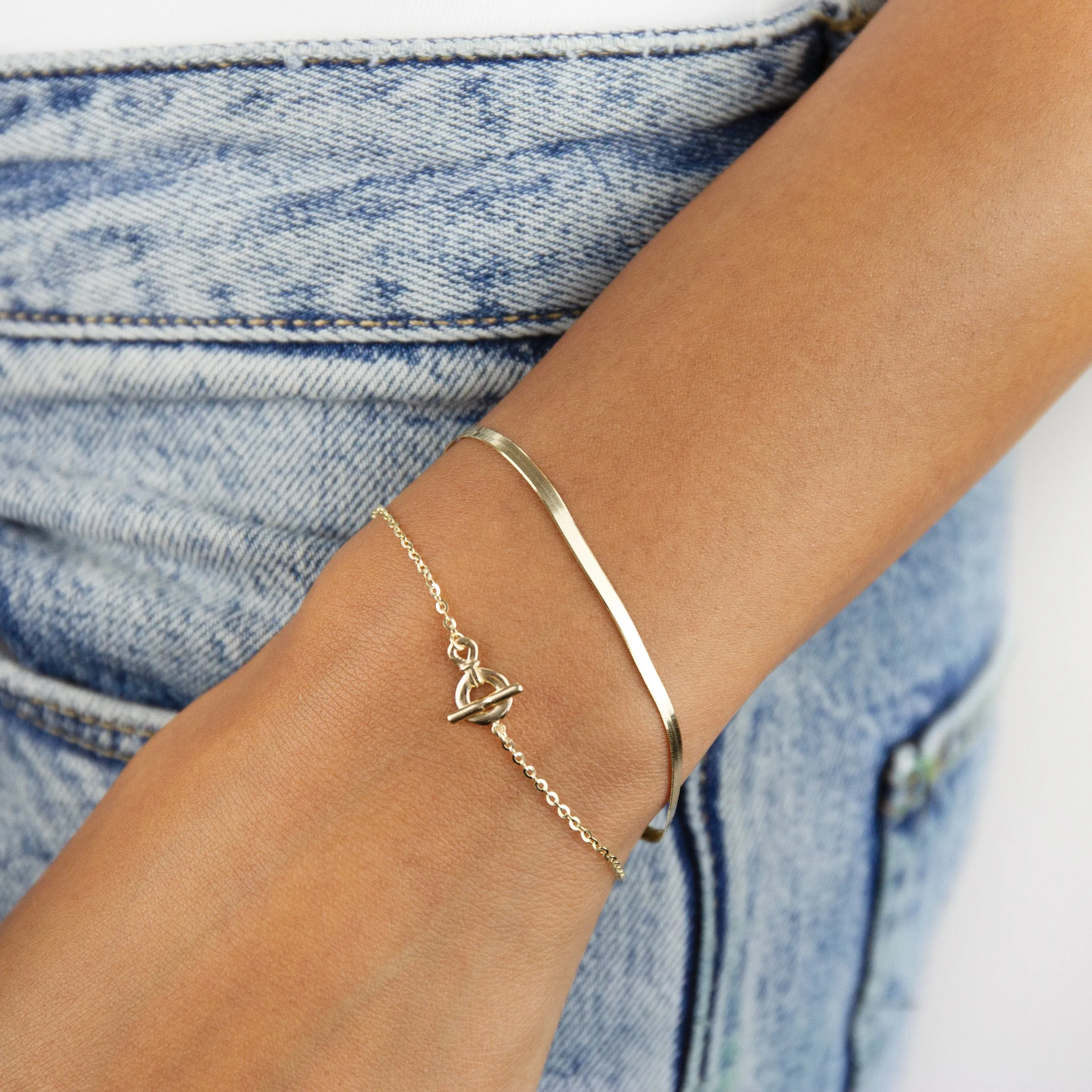 Dainty Toggle Bracelet 14K sold by Adina Eden's product image thumbnail 2