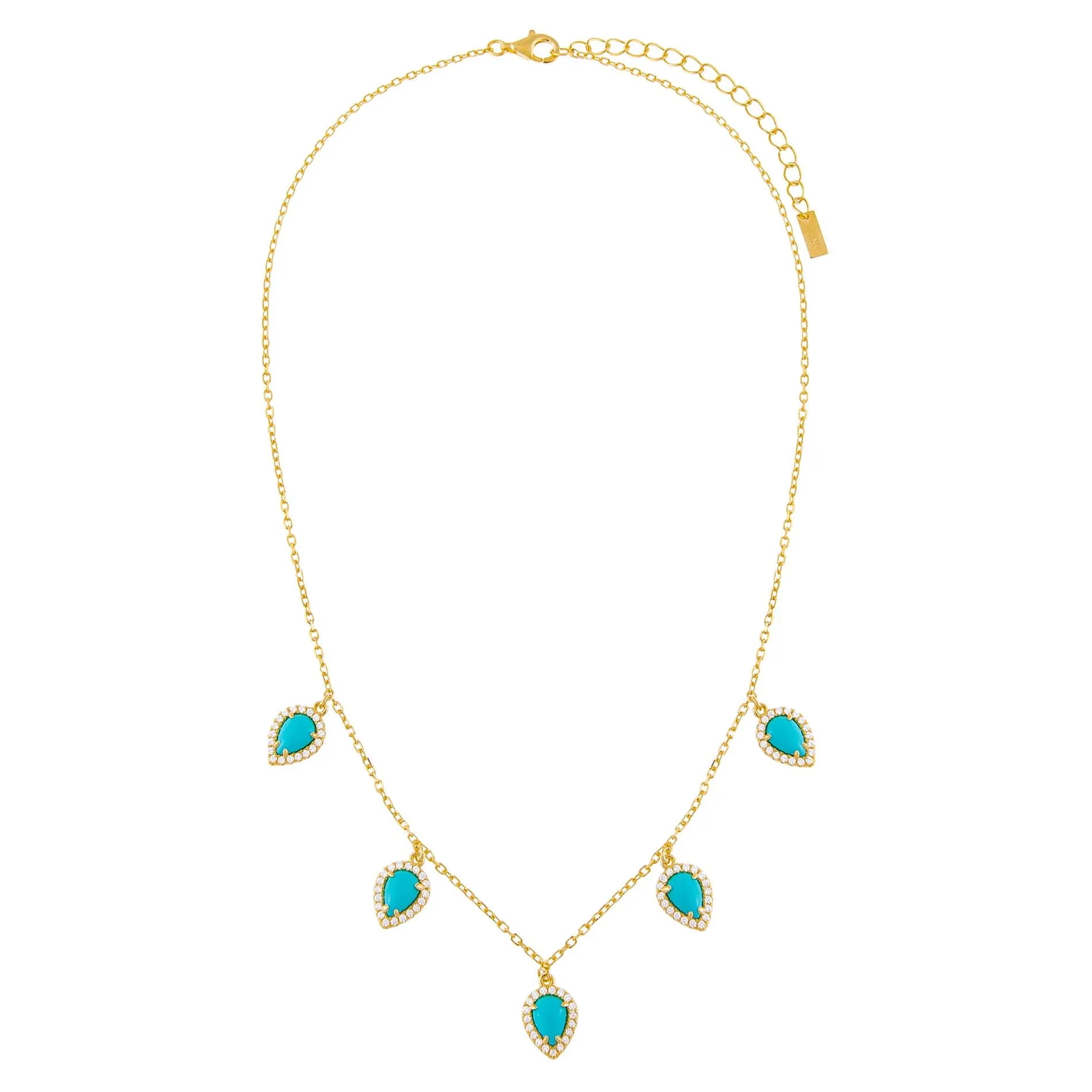 CZ Turquoise Multi Teardrop Necklace sold by Adina Eden's product image thumbnail 3