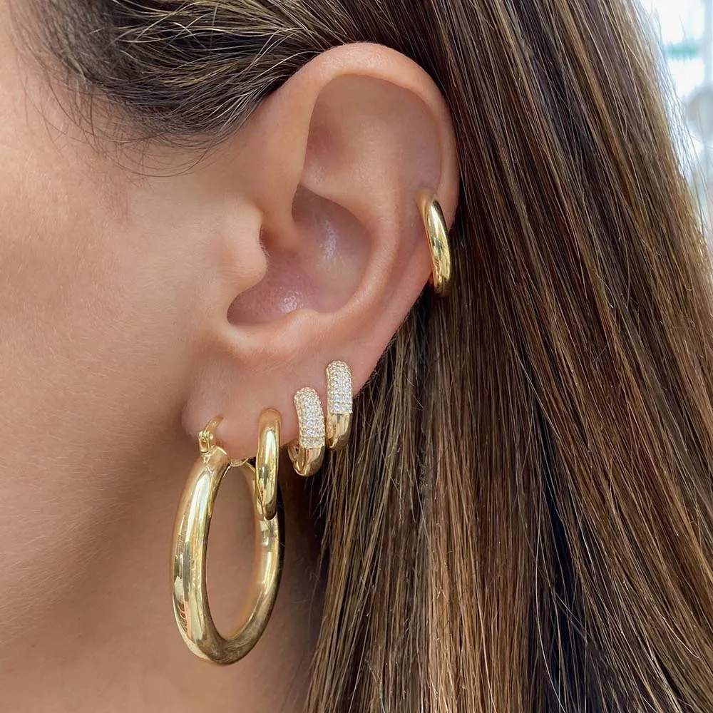 Pavé X Solid Mini Hoop Earring sold by Adina Eden's product image thumbnail 3