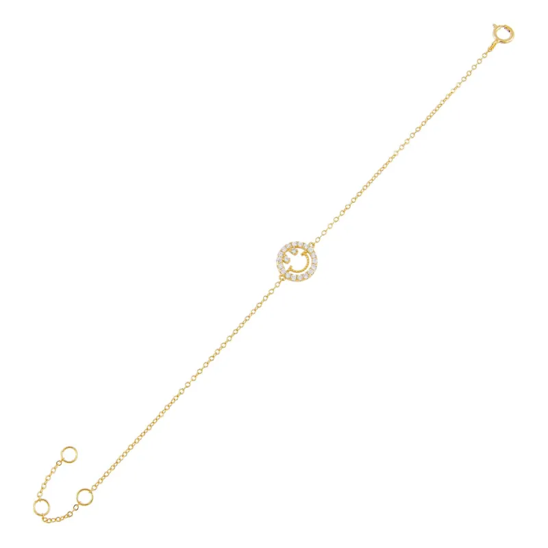CZ Open Smiley Face Bracelet sold by Adina Eden's