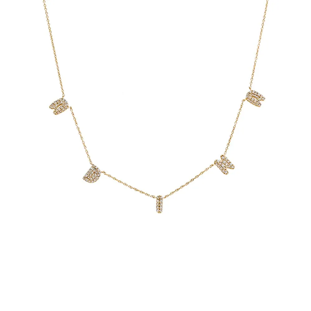 Diamond Pave Bubble Scattered Name Necklace 14K sold by Adina Eden's