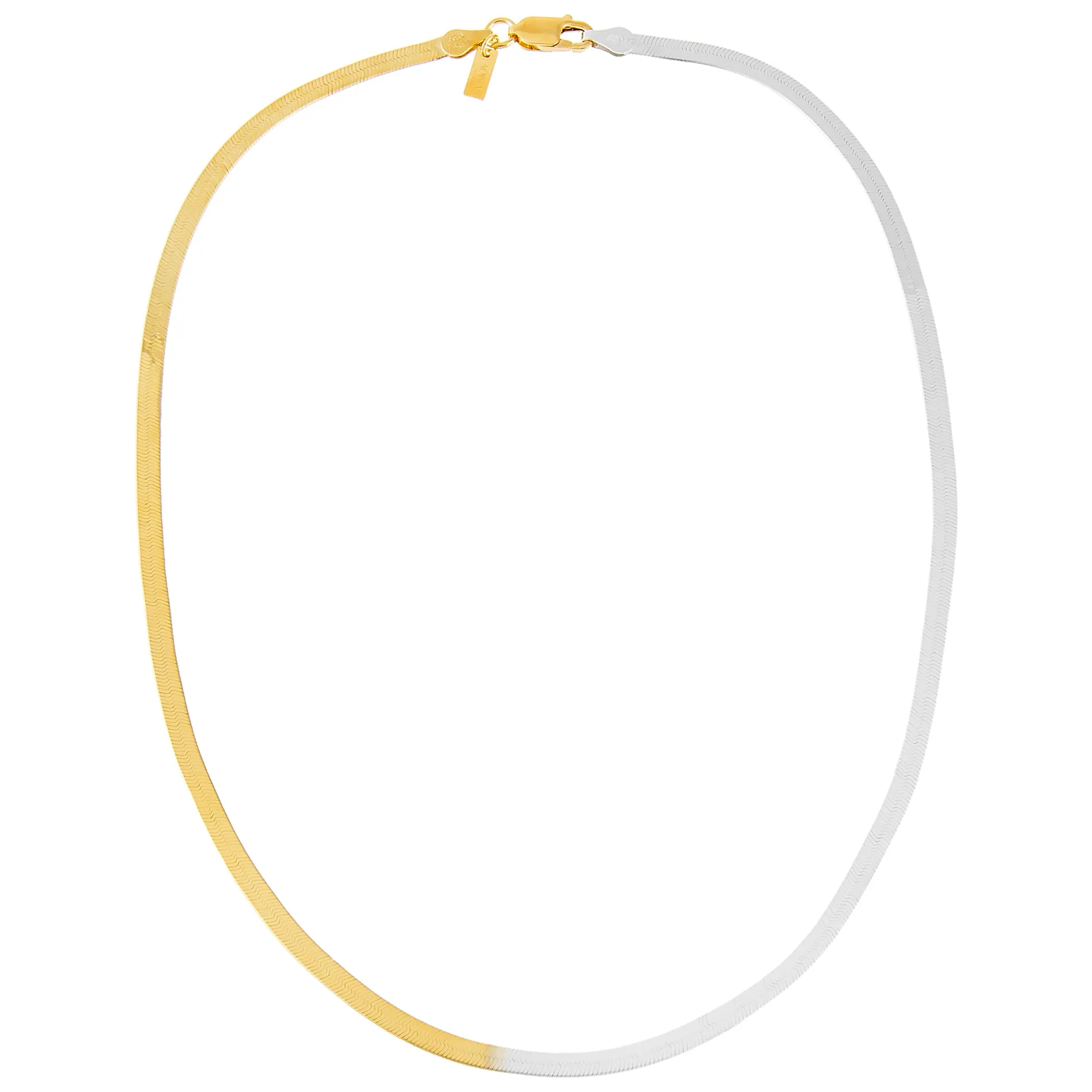 Two Tone Herringbone Necklace sold by Adina Eden's product image thumbnail 3