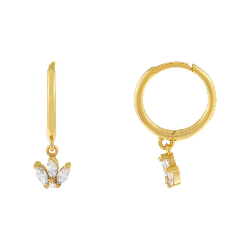 Marquise Flower Huggie Earring sold by Adina Eden's