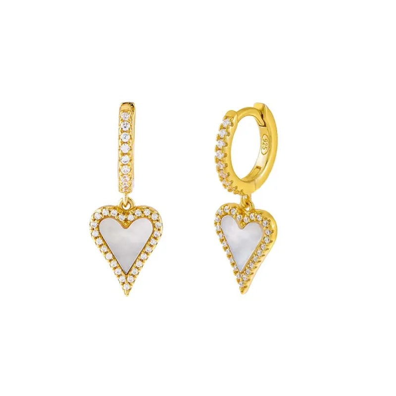 Pavé Elongated Heart Huggie Earring sold by Adina Eden's