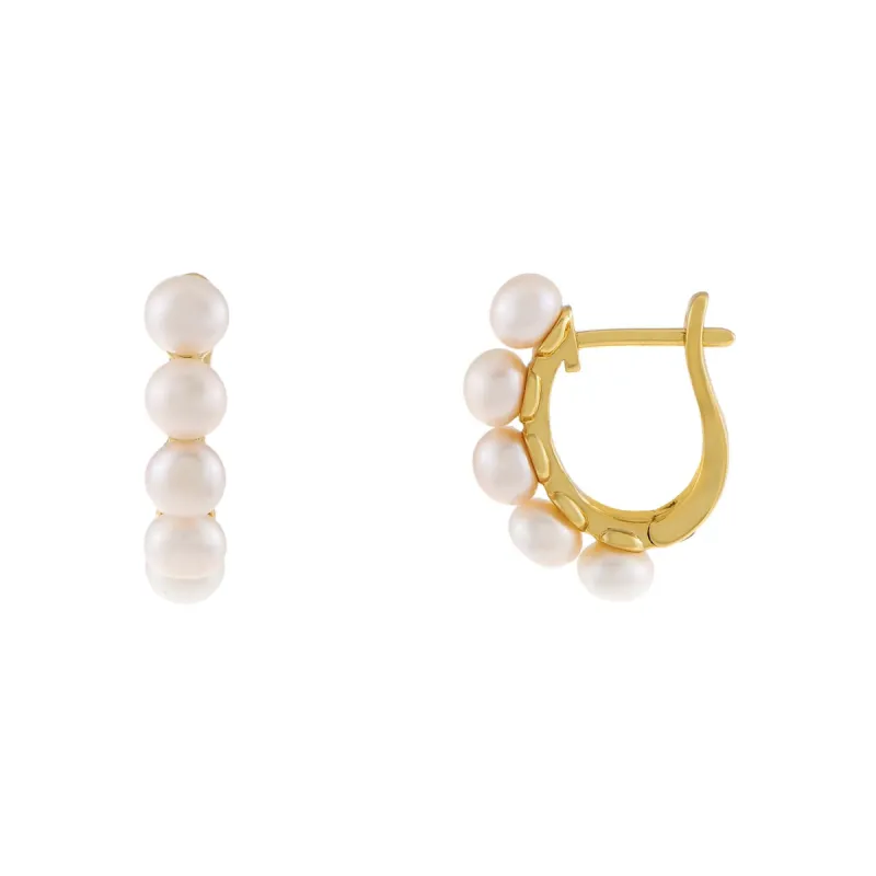 Thin Multi Pearl Huggie Earring sold by Adina Eden's