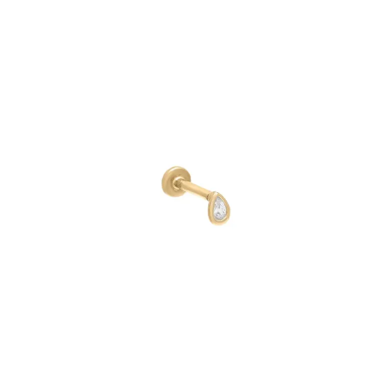 Tiny Teardrop Bezel Threaded Stud Earring 14K sold by Adina Eden's