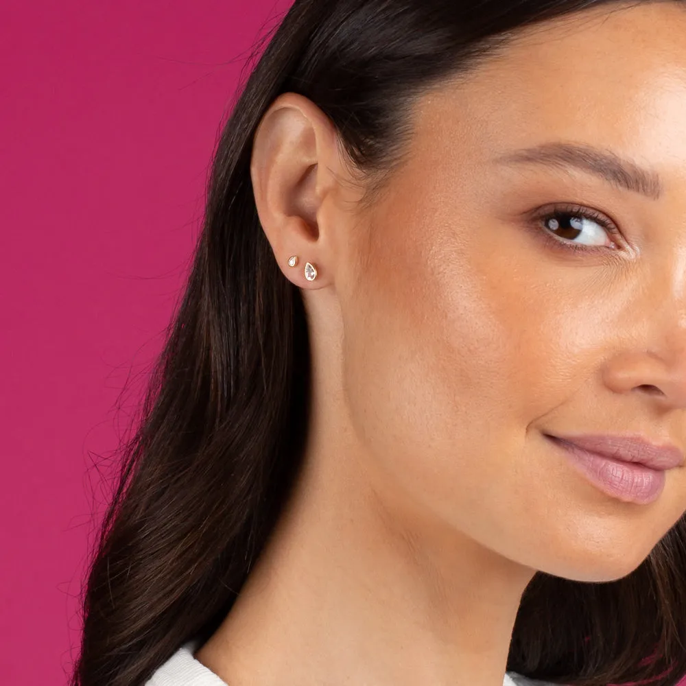 Tiny Teardrop Bezel Threaded Stud Earring 14K sold by Adina Eden's product image thumbnail 2
