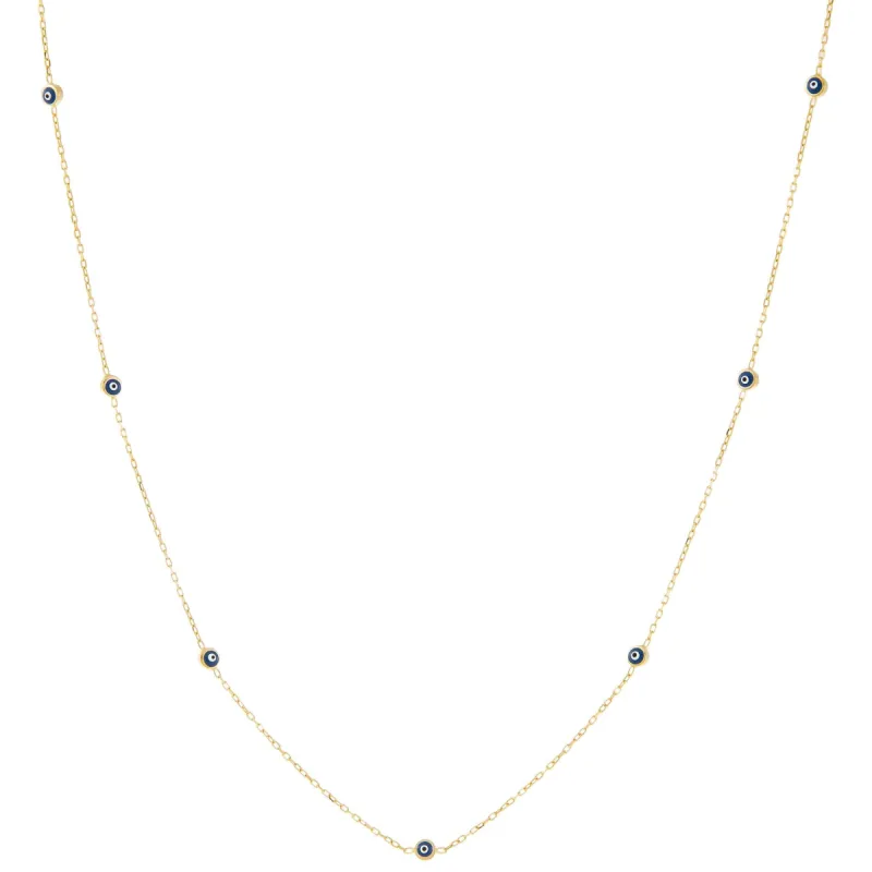 Enamel Evil Eye Bead Necklace 14K sold by Adina Eden's