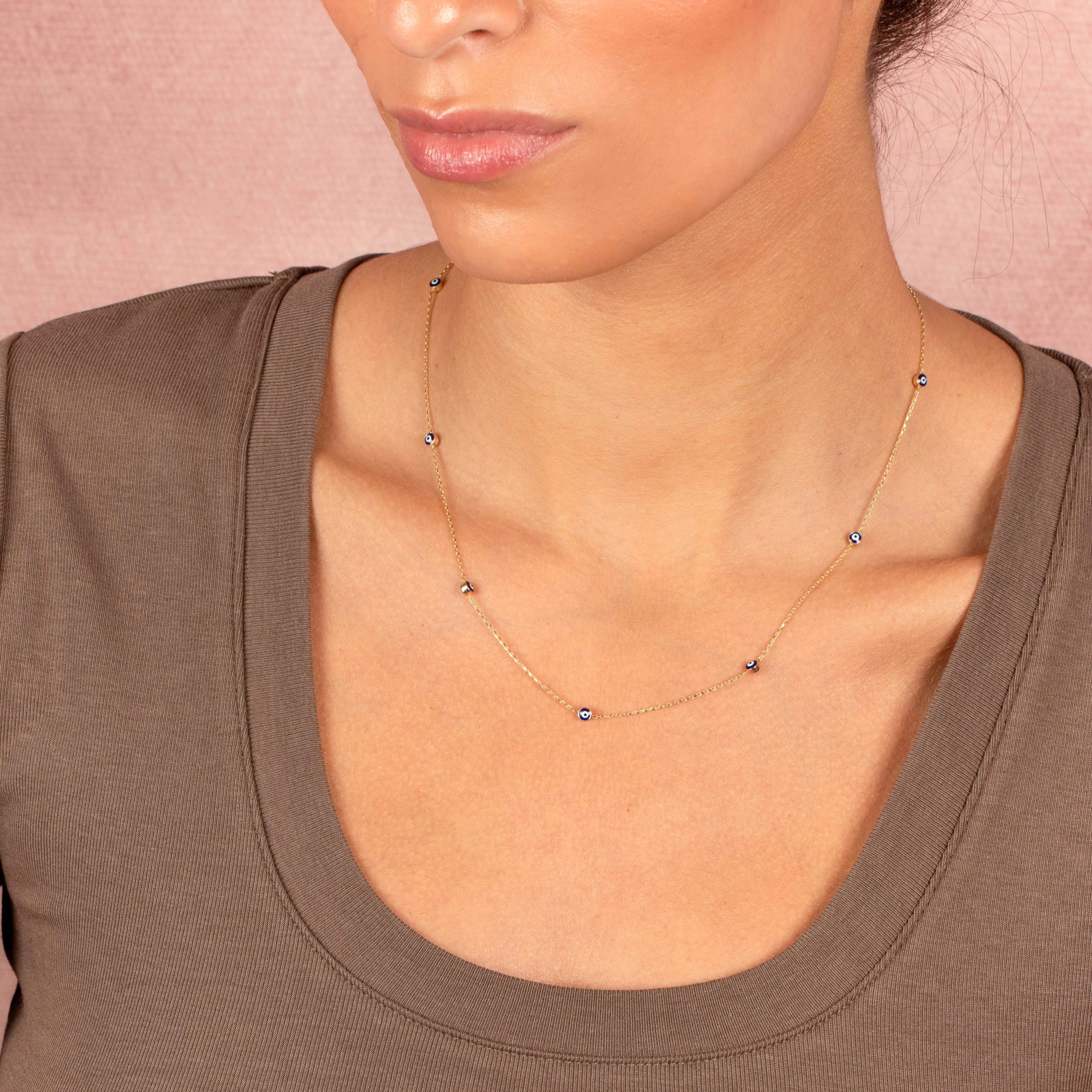 Enamel Evil Eye Bead Necklace 14K sold by Adina Eden's product image thumbnail 2