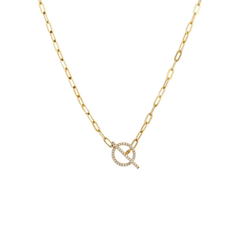 Diamond Toggle Paperclip Necklace 14K sold by Adina Eden's