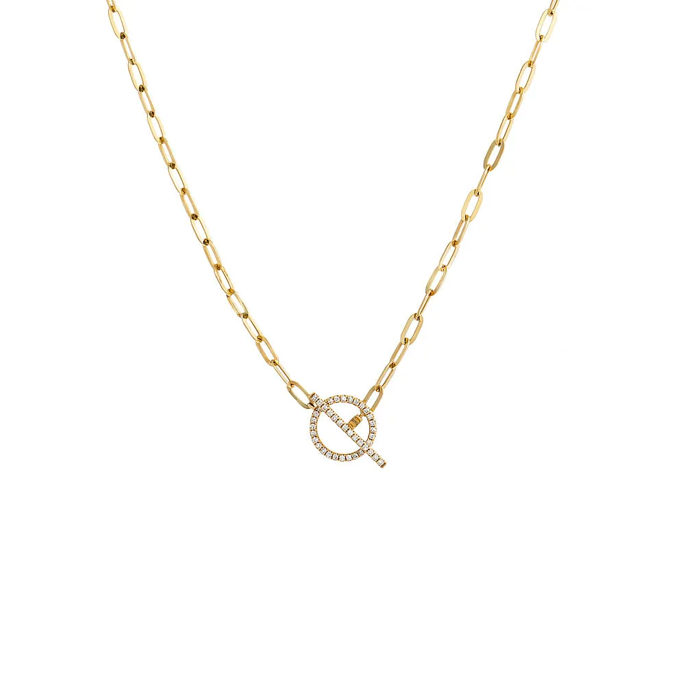 Diamond Toggle Paperclip Necklace 14K sold by Adina Eden's