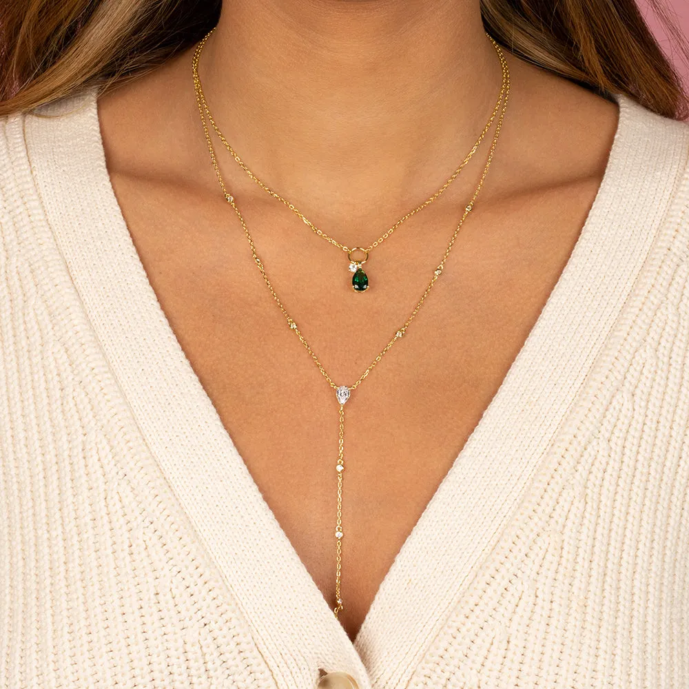 Colored Dangling Multi Stone Toggle Necklace sold by Adina Eden's product image thumbnail 2