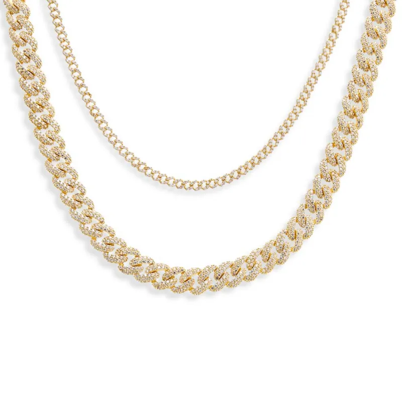 Pavé Double Chain Link Combo Set sold by Adina Eden's