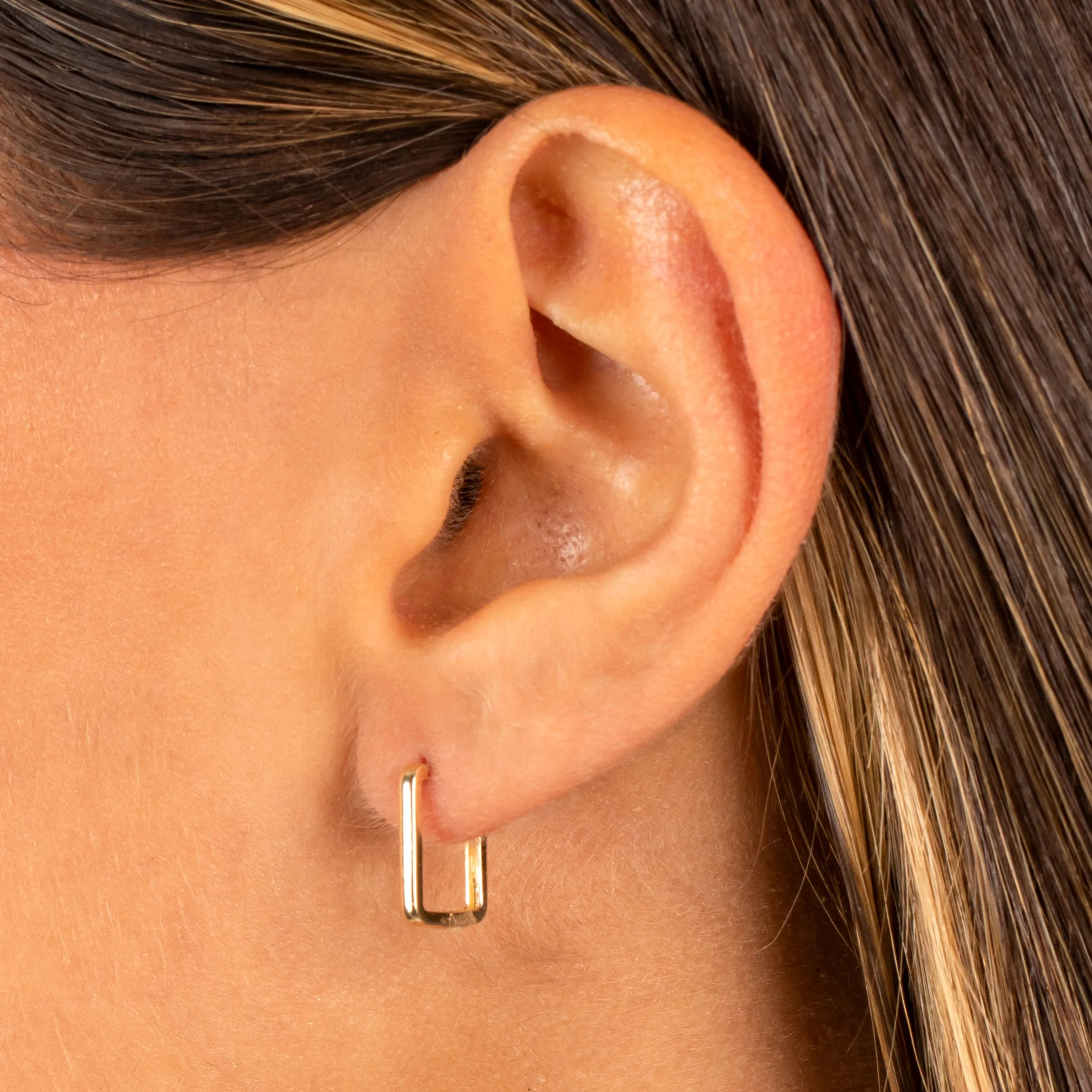 Solid Square Huggie Earring 14K sold by Adina Eden's product image thumbnail 2