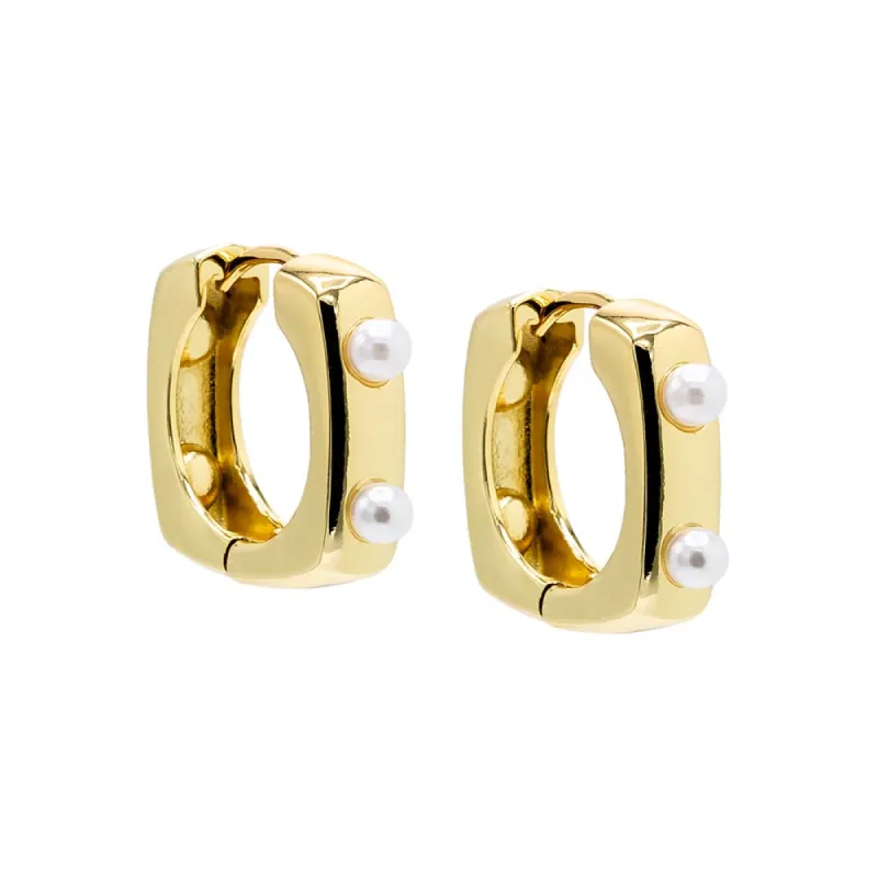 Scattered Pearl Square Huggie Earring sold by Adina Eden's
