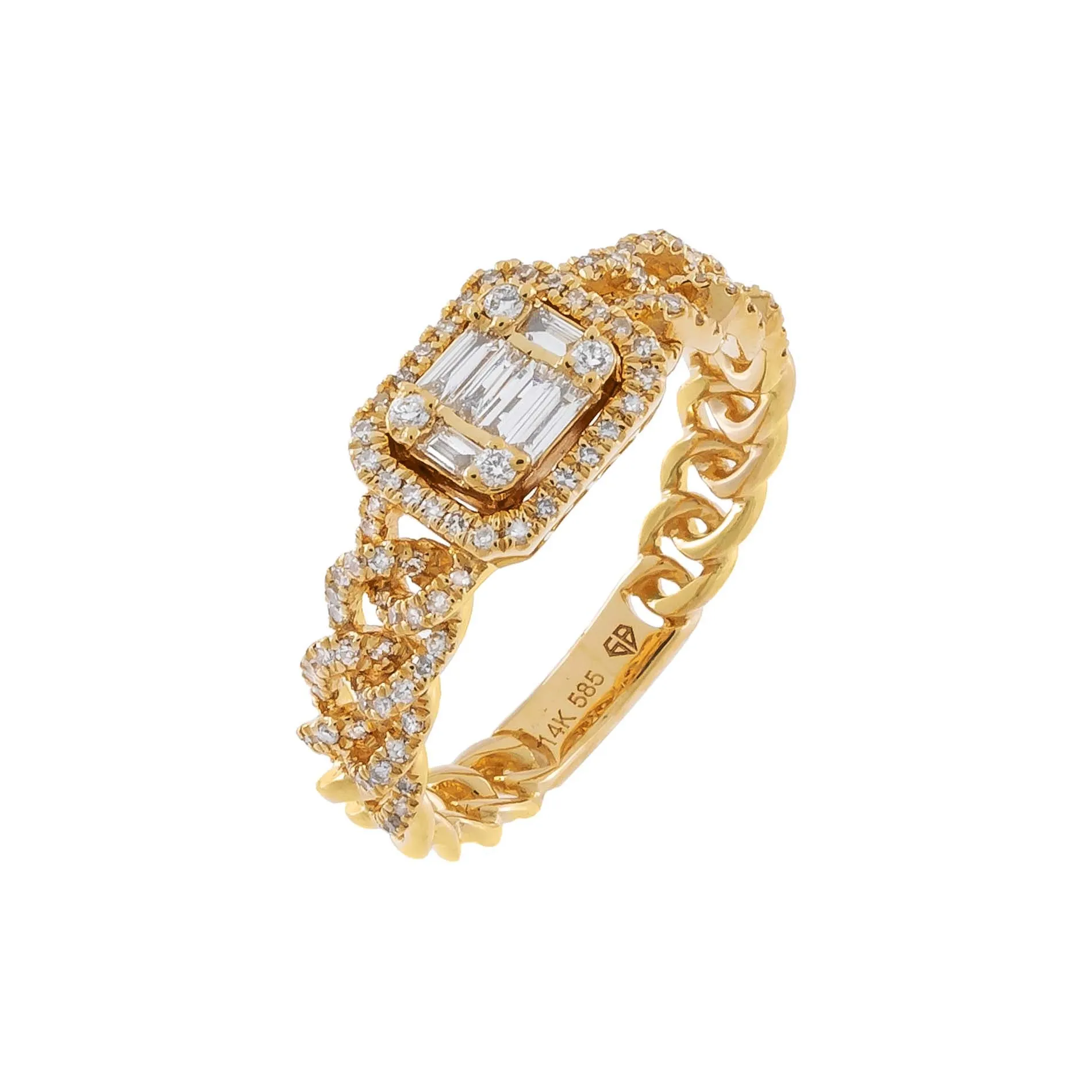 Diamond Illusion Cuban Chain Ring 14K sold by Adina Eden's