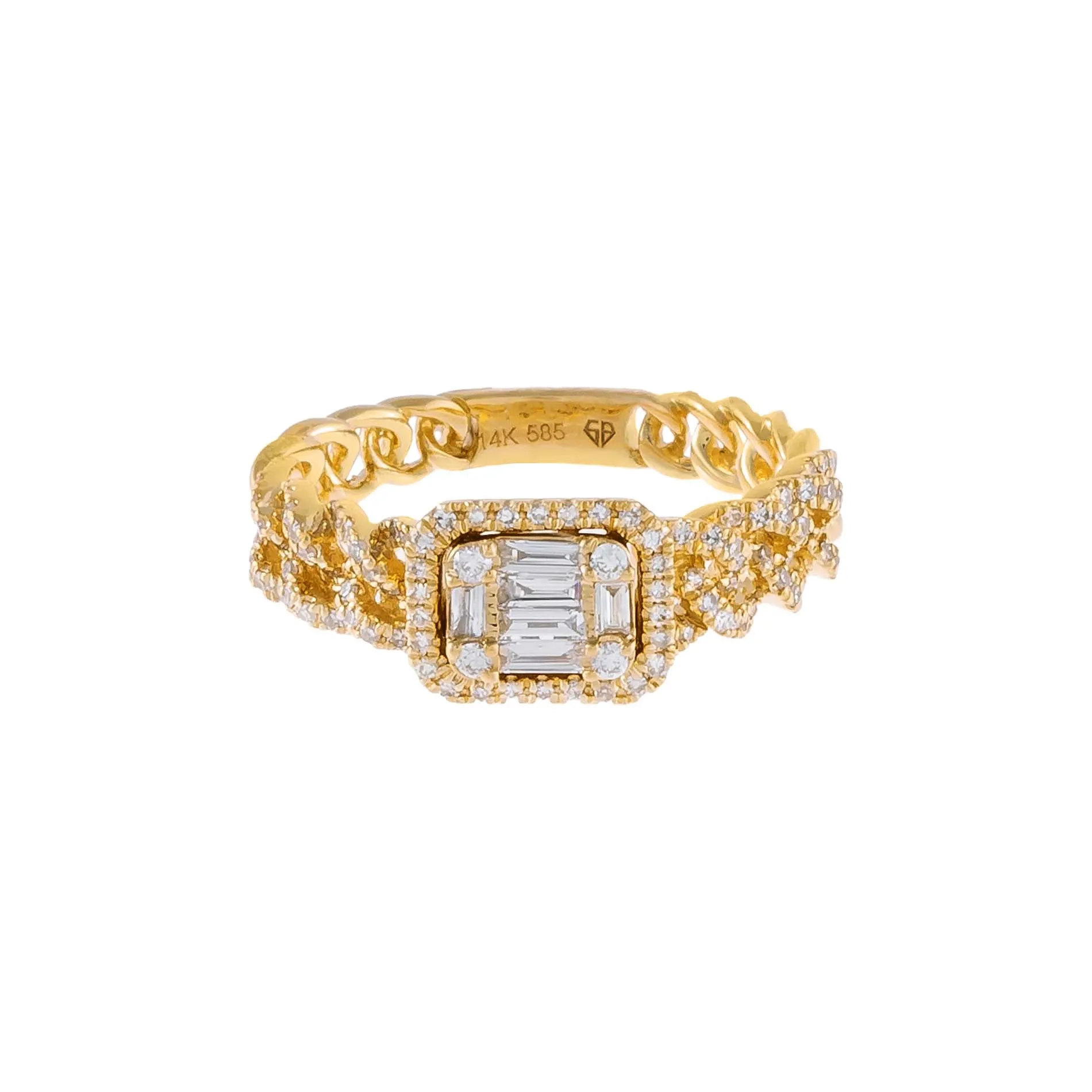 Diamond Illusion Cuban Chain Ring 14K sold by Adina Eden's product image thumbnail 3